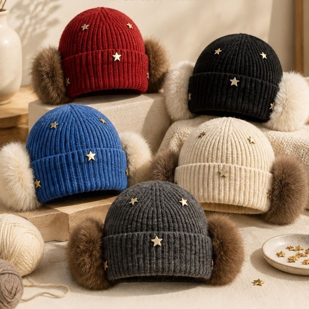 Bonnet tricoté à motifs étoilé - Beanie Cuffed Knit avis et prix