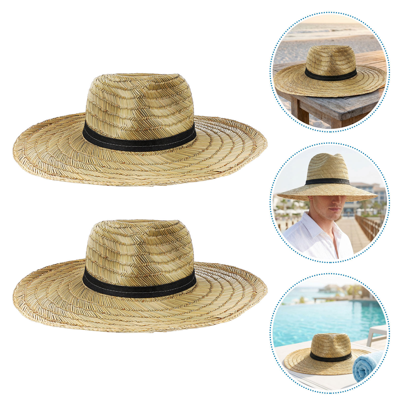 2 chapeaux de paille à larges  - Cowboy Hat Straw avis et prix